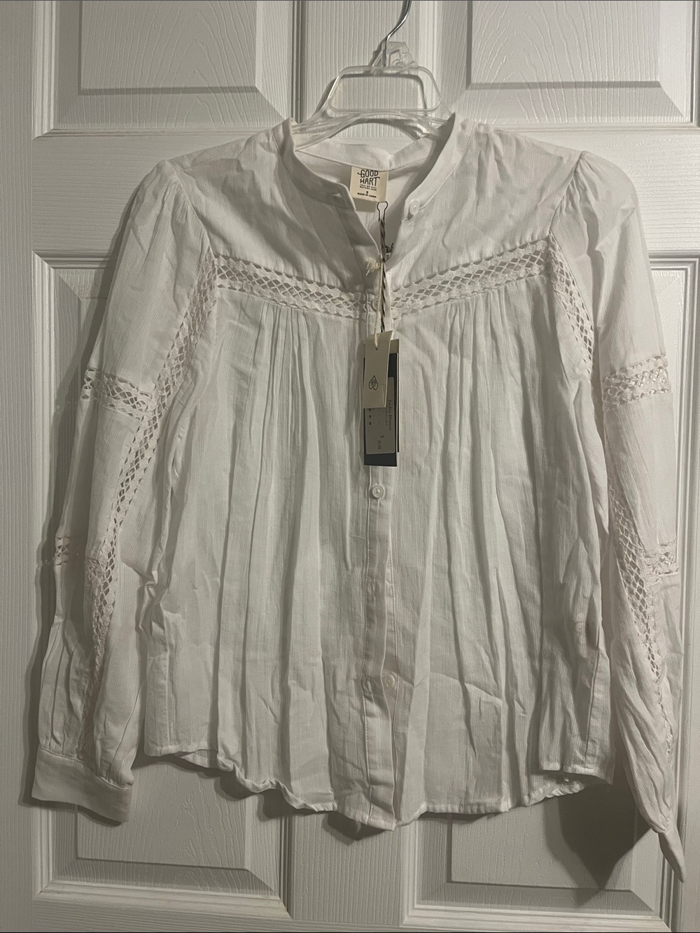 Matilda Jane Good Hart White Cotton Lace-Inset Button Front Top